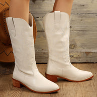 WW Damen Westernstiefel | Neue Modische Cowboystiefel im Vintage-Stil