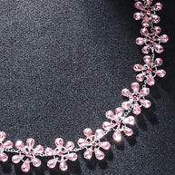 WW | Mode Pink Crystal Flowers Choker Necklace Statement Accessories Mode Frauen Rhinestone Collar Necklace Schlüsselbein Schmuck Ins