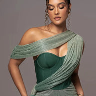 WW | Glitzer Rückenfrei Abend Maxi Kleid