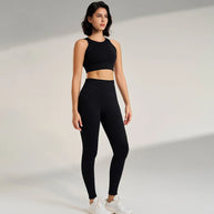 WW | Nahtloses Yoga-satz- Hoch-taillierte Leggings & Top Zweiteiliges Fitness-outfit