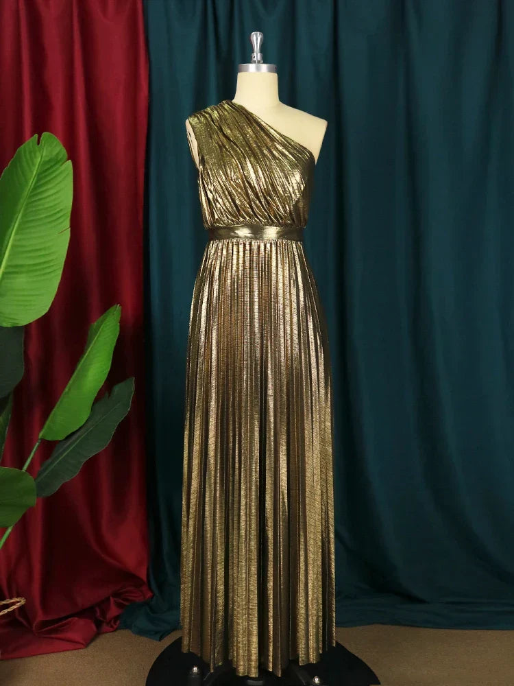 W&W Mode | Elegantes One Shoulder Abendkleid in Metallic Optik