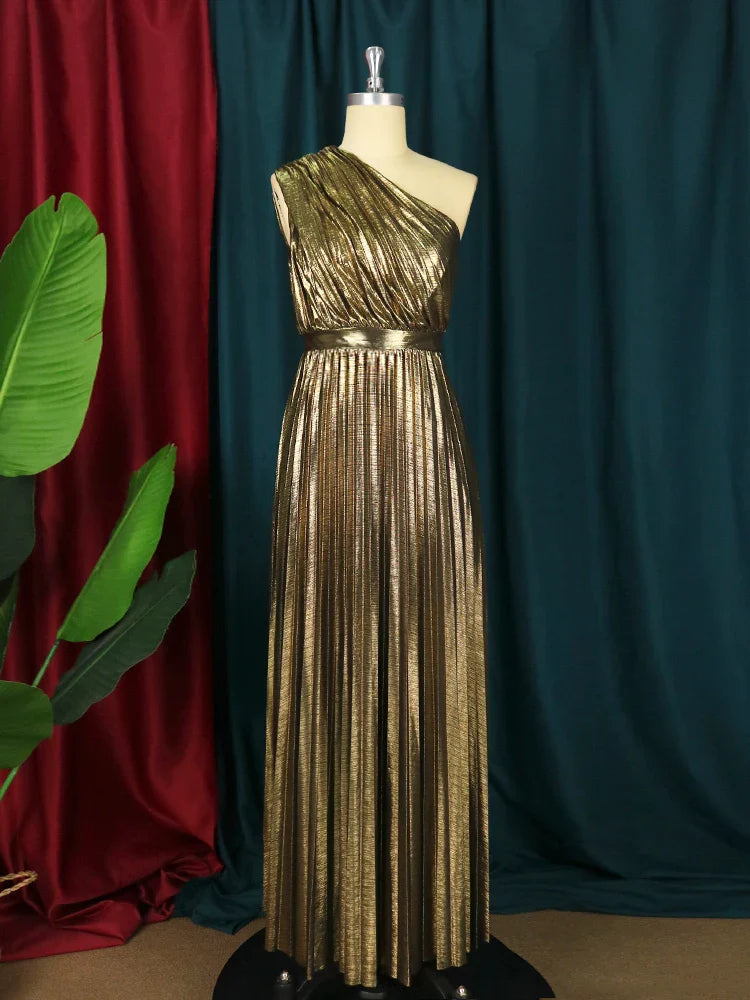 WW | Elegantes One Shoulder Abendkleid in Metallic Optik