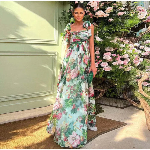 WW | Maxi Kleid Elegantes Ohne Rücken mit Blumenmuster