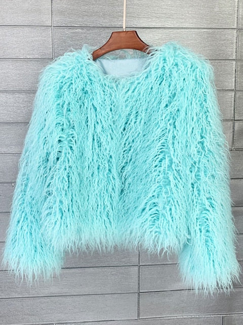 W&W Mode Mantel für Damen, dicker, warmer Kunstpelzmantel
