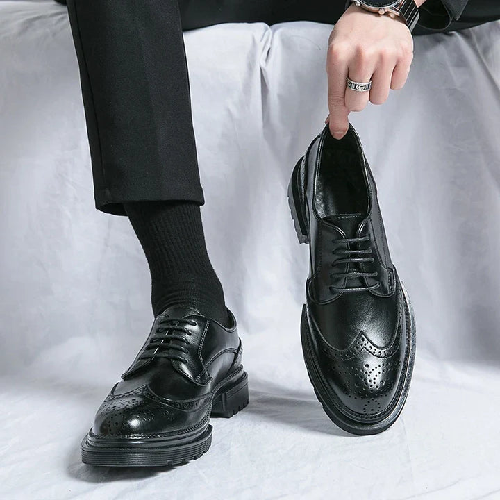 W&W Mode | Leder Formelle Loafers Für Herren Mit Brogue Detail Und Robuster Sohle