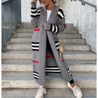 WW - Langer Strickcardigan mit Streifen