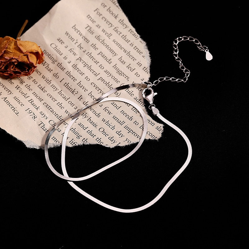 WW Elegante Echtsilber-Schlangenknochenkette | Damen Schlüsselbein-Kettenhalskette