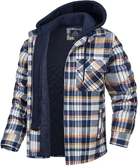 WW | Herren Kapuzen Steppjacke Aus Baumwolle Und Flanell Mit Karo Design