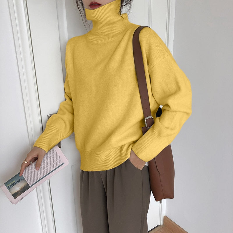 W&W Mode | Stilvolle Herbst Klassische Rollkragenpullover für Frauen