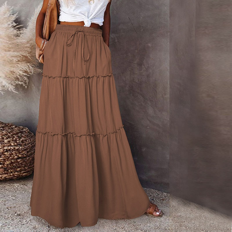 W&W Mode | Langer Hochtaillierter Maxi Rock