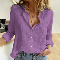 WW | Elegant, Legeres Damenshirt mit Langen Ärmeln aus Baumwolle und Leinen