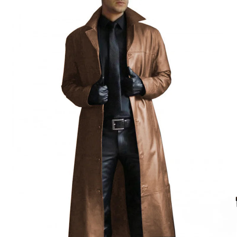 WW | Lange Lederjacke Für Herren Mit Kragen