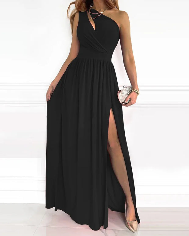 WW | Elegantes Maxi Kleid - Stilvolles Maxi Kleid mit One-Shoulder Design für besondere Anlässe