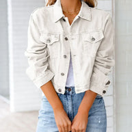 WW | Kurze Taschenjacke Mode Streetwear Einfache Knopf Trend Frauen Denim Jacken Lange Ärmel Herbst Neu Denim Denim Jacken