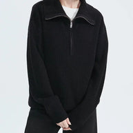 Gestreifter Turtleneck Damenpullover mit Reißverschluss