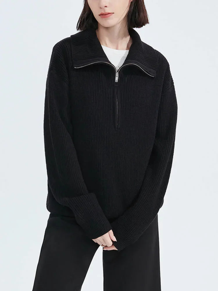 WW - Gebreide Turtleneck Dames Trui met Rits