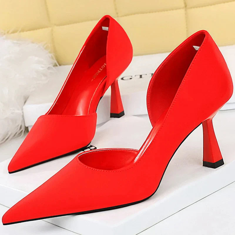 WW | Frauen 7 Cm Hohe Absätze Grün Lila Rot Pumps Kleine Größe 34 40 Stripper Abendseide Escarpins Damen Hochzeit Braut Scarpins Schuhe