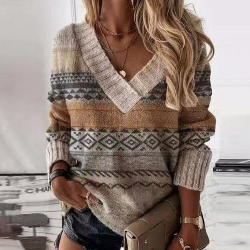 WW | Lässiger Oversized Pullover mit V Ausschnitt