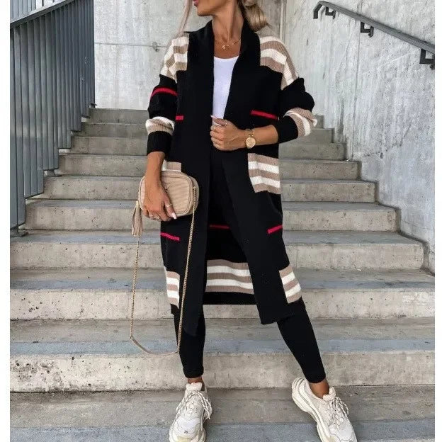 WW - Langer Strickcardigan mit Streifen