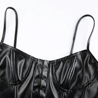 WW | Korsatzt Pu Leder Bustier Crop Top