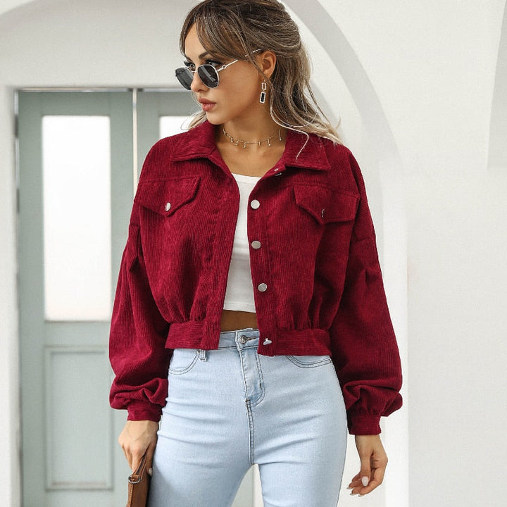 W&W Mode | Corduroy Crop Jacke für Damen Herbstmode 2023
