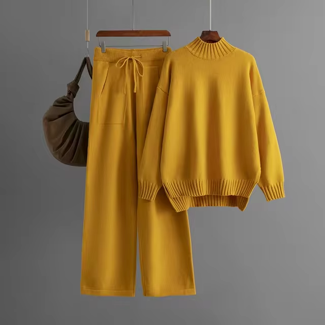 WW | Stilvolles Set Aus Langärmeligem Pullover Und Gerader Hose