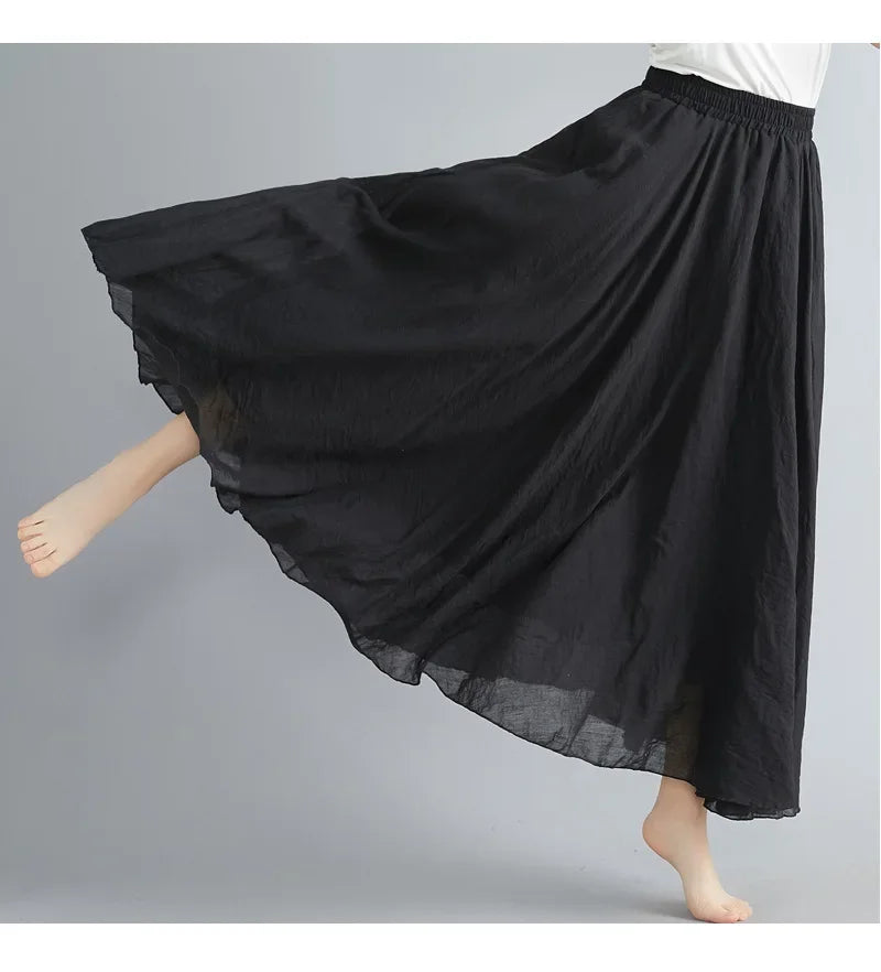 WW | Mode Baumwolle Leinen Kleidung Frauen Röcke Maxi Y2K Elegant Strand Saia Ropa Mujer Lässiges Kleid Boho Lange Röcke Faldas Harajuku