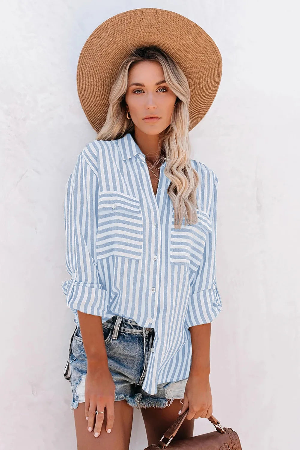 WW | Klassisch Gestreiftes Button Down Hemd Für Damen