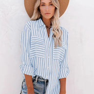 WW | Klassisch Gestreiftes Button Down Hemd Für Damen