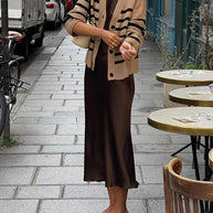 WW | Einfarbiges Satin Ärmelloses Maxikleid