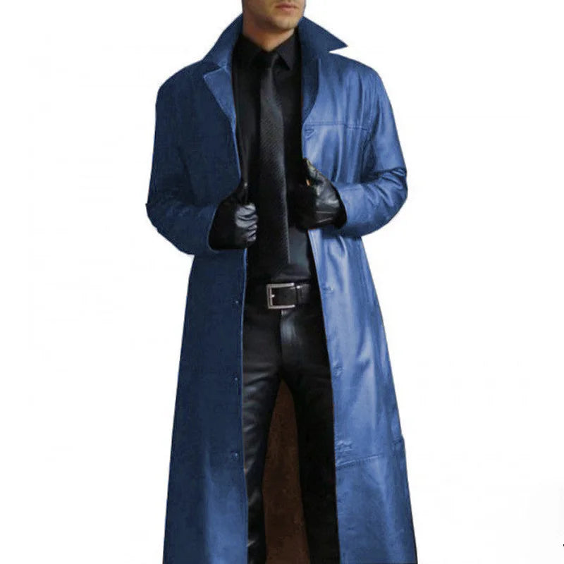 WW | Lange Lederjacke Für Herren Mit Kragen