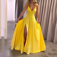 WW | Maxi Kleid Sommermode Träger Schlitz In Der Taille
