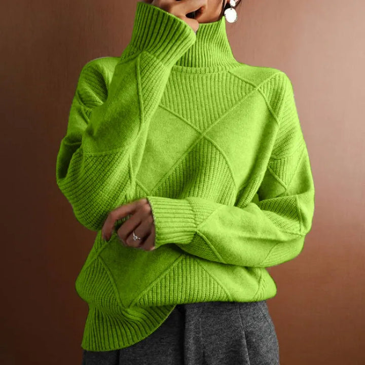 W&W Mode - Damen einfarbiger hoher Kragen Pullover