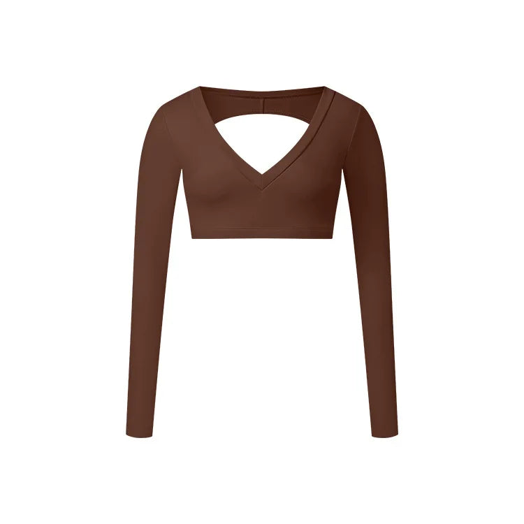 W&W Mode | Sporttop mit langen Ärmeln und V-Ausschnitt für Damen