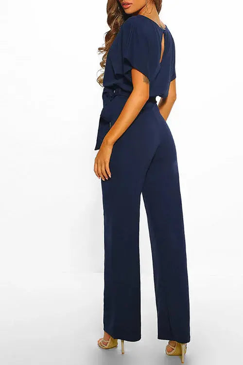 W&W Mode | Eleganter Jumpsuit mit weitem Bein und Taillengürtel