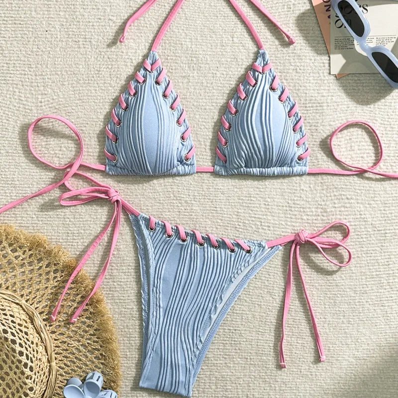 WW | Bikini Badekleidung mit Dekorativen Schnüren