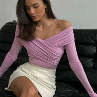 WW Off-Shoulders Bodysuit | Moderner eleganter plissierter Damen-Bodysuit
