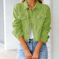 WW | Kurze Taschenjacke Mode Streetwear Einfache Knopf Trend Frauen Denim Jacken Lange Ärmel Herbst Neu Denim Denim Jacken