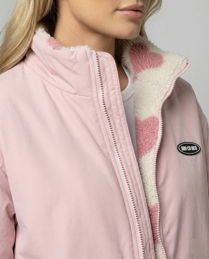 Damen Winterjacke aus Polyester mit Herz-Muster & Wärmender Fütterung | W&W Mode
