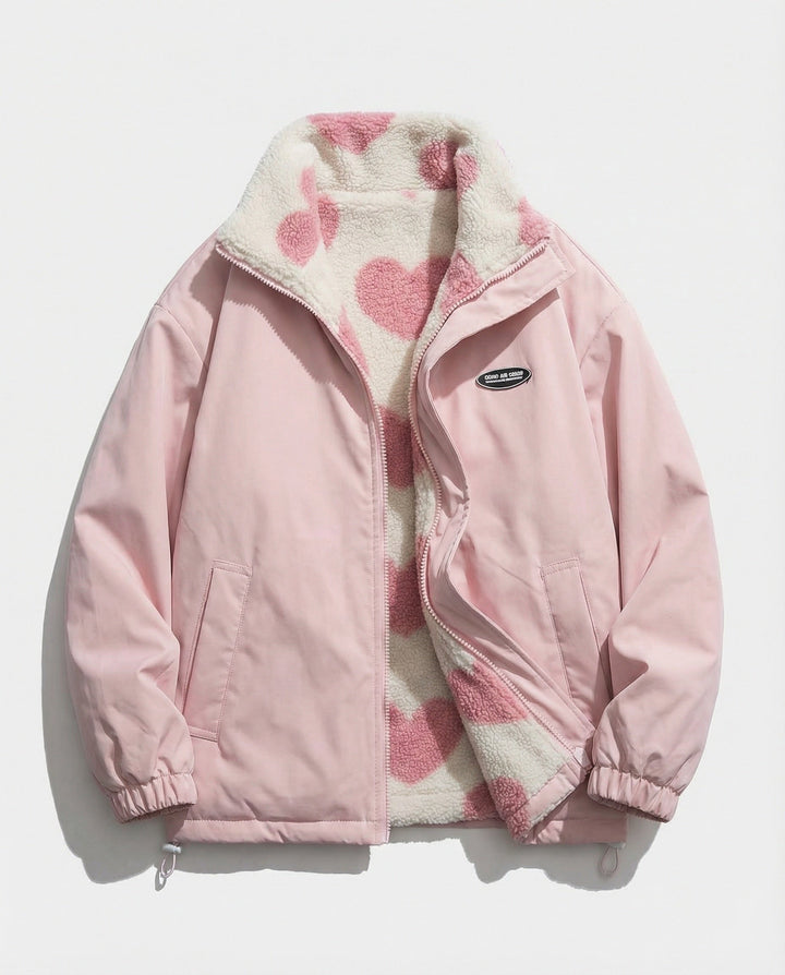 Damen Winterjacke aus Polyester mit Herz-Muster & Wärmender Fütterung | W&W Mode