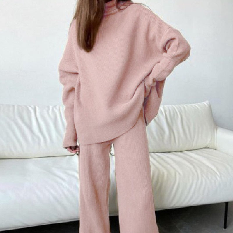 W&W Mode | teilige gestrickte Loungewear-Set - stilvolle Damen-Hausmode