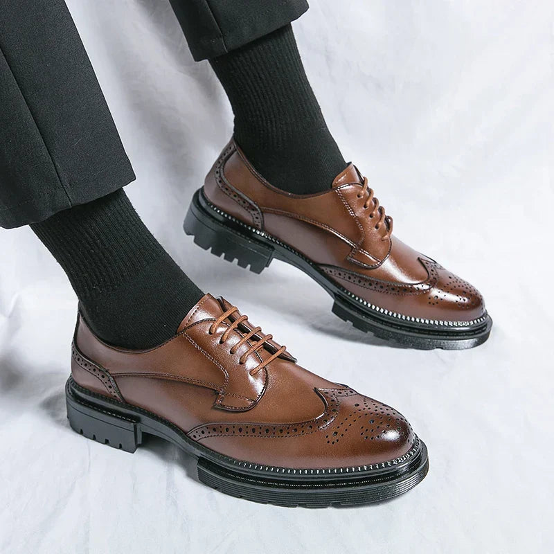 W&W Mode | Leder Formelle Loafers Für Herren Mit Brogue Detail Und Robuster Sohle