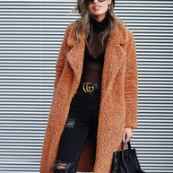 Strickjacke Lang Kunstfell Warm Weich Plusch