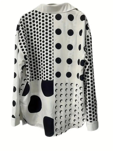 WW | weiße Bluse mit Punkten und geometrischen Mustern