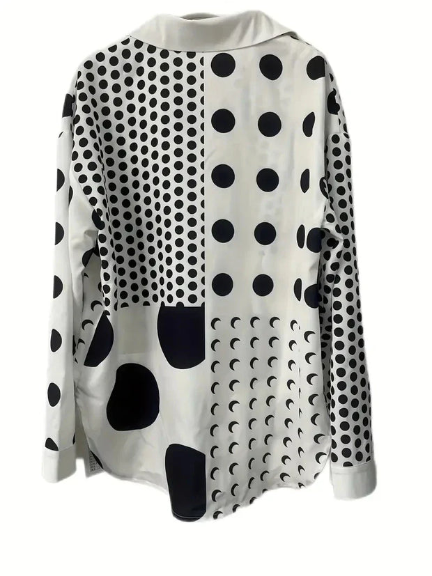 WW | weiße Bluse mit Punkten und geometrischen Mustern