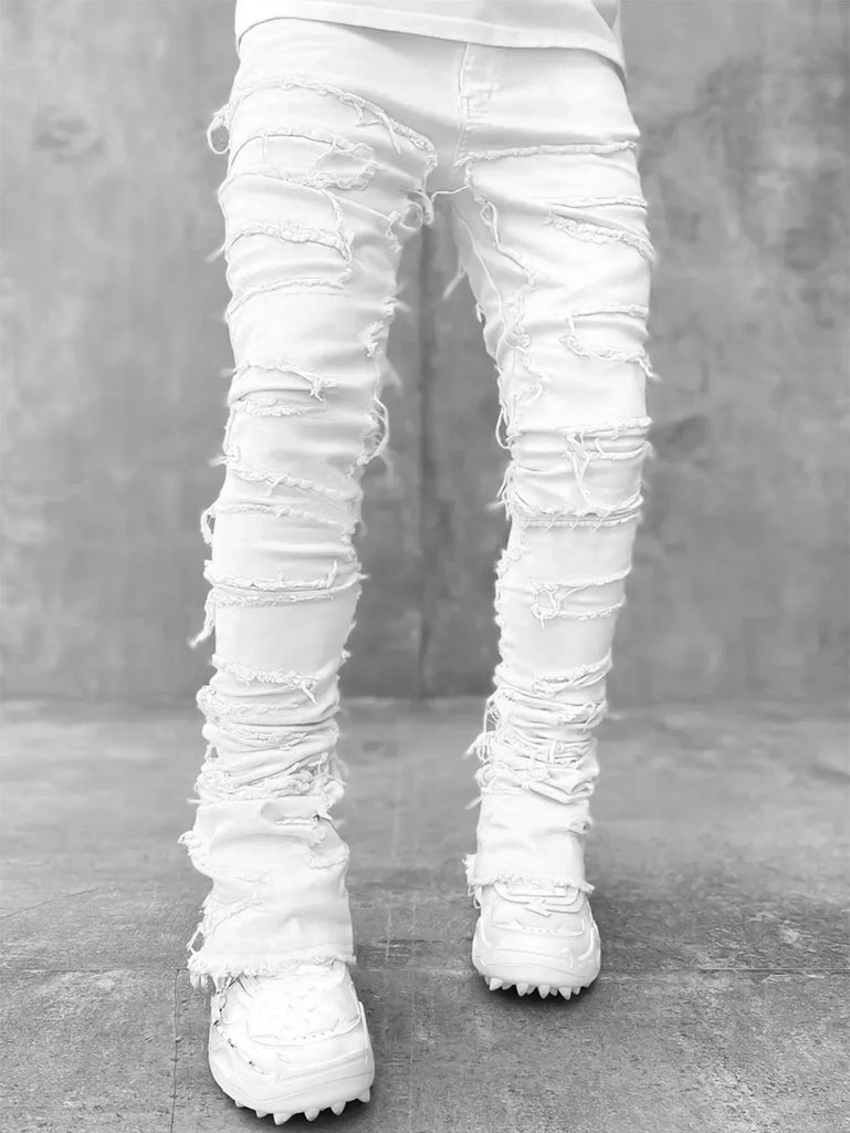 WW | Distressed Straight Fit Jeans Für Herren Streetwear Stil
