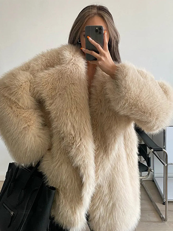 W&W Mode - Schlanker Faux Fur Mantel