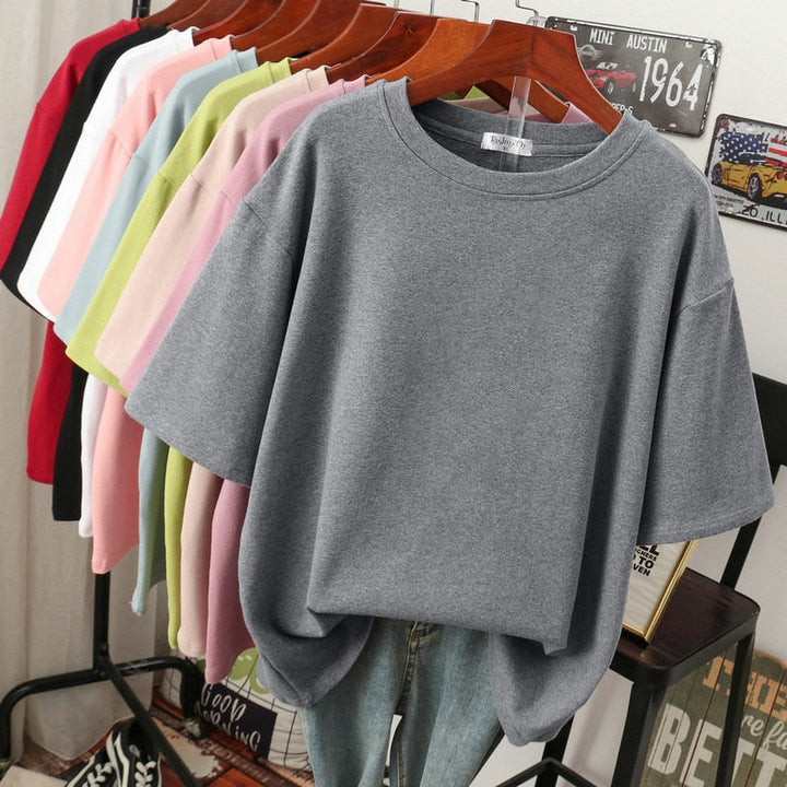 W&W Mode Kuscheliges Baumwoll-Basic: Plus-Size T-Shirt für Damen