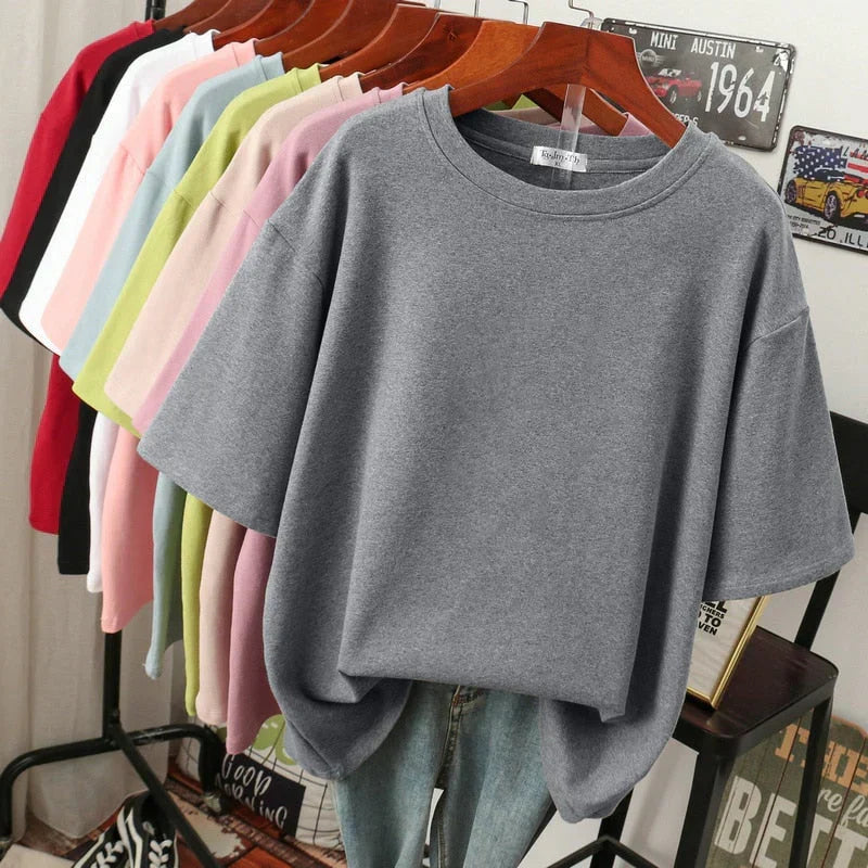 W&W Mode | Kuscheliges Baumwoll-Basic T-Shirt In Übergröße für Frauen