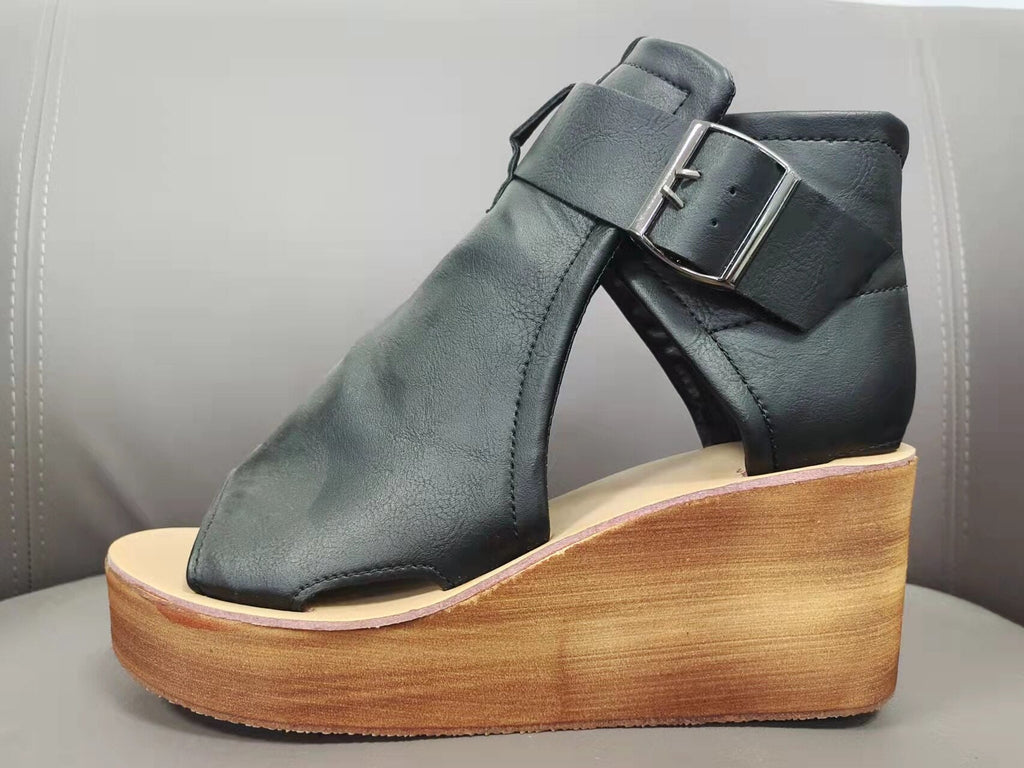 WW | PU-Fischmund Hohe Keil Sandalen